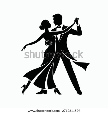 Elegant Dancing Couple Silhouette in Romantic Pose