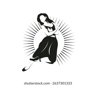Elegant Dancing Silhouette in Black and White