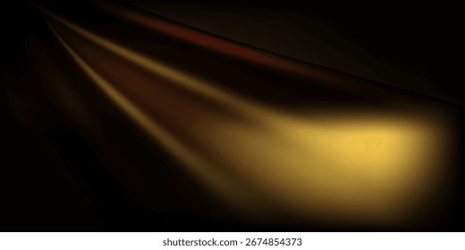 Elegante fondo abstracto oscuro con rayos de luz dorados brillantes y texturas de gradiente suave, concepto de tecnología futurista
