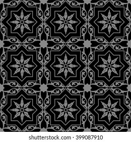 Elegant dark antique background image of Islam star cross spiral flower vine