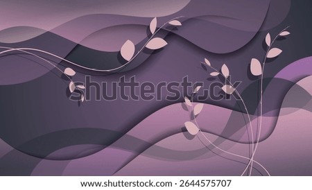 Elegant dark art background with flowing branches with leaves. An excellent illustration for advertising, posters, postcards, business cards, corporate attributes and your other projects. Vector.