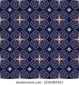 Elegant dark art seamless pattern. Art forms are grouped and arranged in a specific order. Vector image for print, textile, packaging, interior design and your other projects.