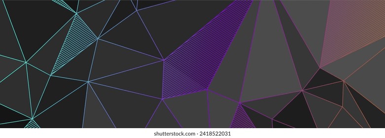elegant dark background with colorful triangles and lines. digital technology background. 