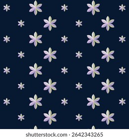 Elegant Dark Background with Scattered Green and Purple Blooms