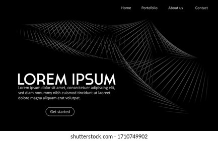 Elegant Dark Black and minimalist light geometry shape Professional landing page.
