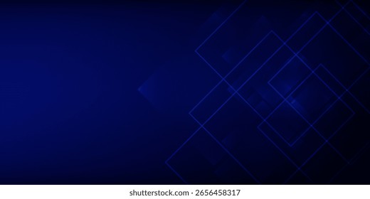 Elegante fondo abstracto azul oscuro con cuadrados geométricos transparentes superpuestos. Perfecto para temas de tecnología, presentaciones digitales, Plantillas de negocios y Diseño web.