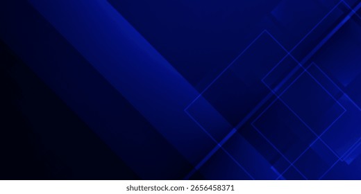 Elegante fondo abstracto azul oscuro con cuadrados geométricos transparentes superpuestos. Perfecto para temas de tecnología, presentaciones digitales, Plantillas de negocios y Diseño web.
