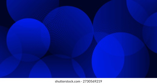 Elegante Fundo Abstrato Azul Escuro com Círculos e Design de Gradiente de Meio-Tom. Design moderno na arte conceitual da ilustração vetorial