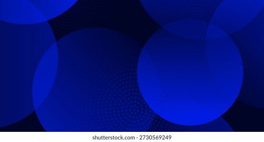 Elegante Fundo Abstrato Azul Escuro com Círculos e Design de Gradiente de Meio-Tom. Design moderno na arte conceitual da ilustração vetorial