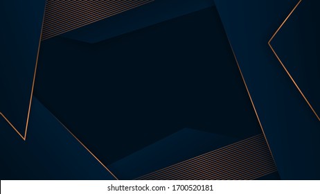 Elegante fondo azul oscuro con rayas doradas. Formas abstractas en ilustración vectorial de diseño de lujo.