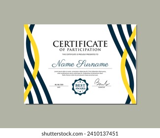 Elegant Dark Blue Certificate. Certificate of Appreciation Design. Certificate Template