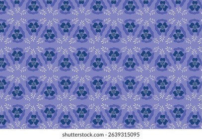 Elegant dark blue floral seamless pattern on purple background, ideal for fabric, home decor, and stylish digital prints.