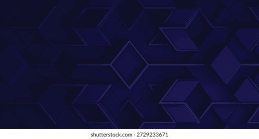 Elegante fondo de patrón de cubo geométrico azul oscuro para tecnología, negocios, marcas y presentaciones