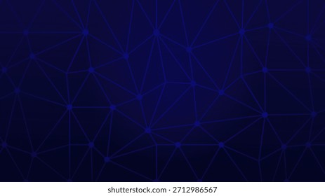 Elegant dark blue geometric network background with glowing polygon lines and connected nodes. Perfect for tech themes, digital interfaces, and modern visual designs.