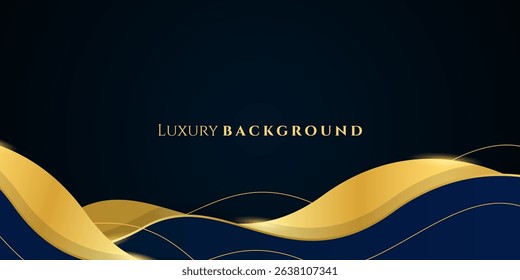 Elegant dark blue and gold luxury abstract background suitable for banner, award, celebration, anniversary, promotion, advertisement