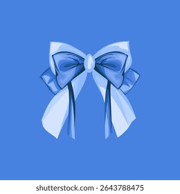 Elegant dark blue and light blue Ribbon Bow Illustration in blue background