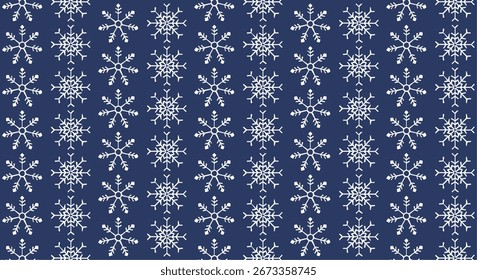 Elegante azul escuro padrão floco de neve sem costura. Ótimo para papel de embrulho, cartões de férias, têxteis, papel de parede e fundos digitais.