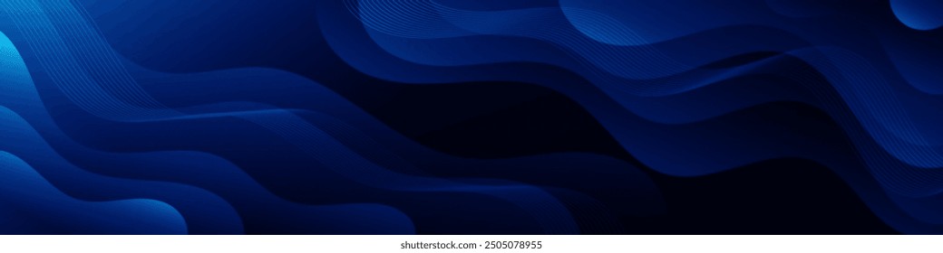 Elegant dark blue wave gradient background, ideal for creating sophisticated visuals in social media, ads, and presentations