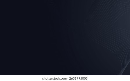 Elegant Dark Blue Wave Line Background Design for Modern Presentations and Digital Graphics, Professional Minimalist Style, Subtle Curves