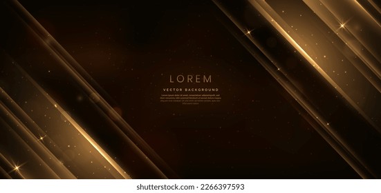 Elegant dark brown background with golden diagongl line and lighting effect sparkle. Luxury template award design. Vector illustration - Shutterstock ID 2266397593