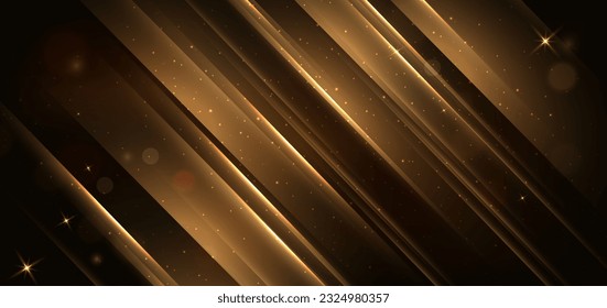 Elegante fondo marrón oscuro con línea diagonal dorada y efecto de iluminación brillante. Diseño de un premio de plantilla de lujo. Ilustración del vector