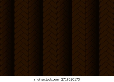 Elegante fondo de textura trenzada marrón oscuro con columnas de Vertical y sutiles efectos de sombra 3D. Perfecto para diseños de patrones abstractos.