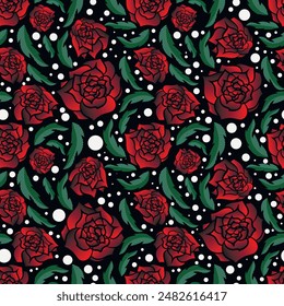 Elegant dark floral art seamless pattern. Vector illustration for print, fabric, cover, packaging, interior decor, blog decoration and other your projects.