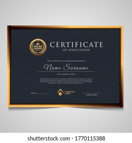 elegant dark and gold diploma certificate template. Use for print, certificate, diploma, graduation