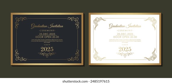 Elegant dark and gold graduation invitation template