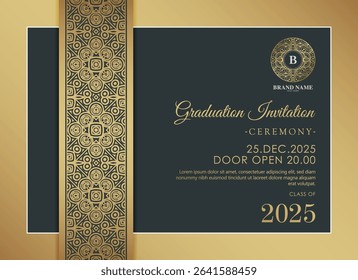 Elegant dark Gold graduation invitation template