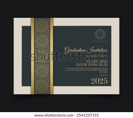Elegant dark Gold graduation invitation template