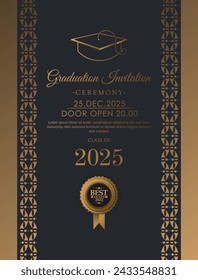 Elegant dark graduation invitation template