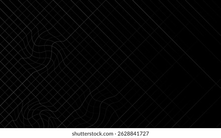 Elegant Dark Gray Abstract Background with Subtle Mesh Pattern and Deformed Grid for Modern Designs and High-Tech Visuals, Great for Presentations and Backgrounds