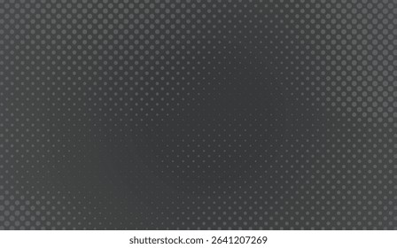 Elegant dark gray halftone dots background, retro grunge texture with gradient effect for digital designs and modern artistic patterns, ideal for understated visuals
