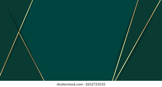 Elegante fondo verde oscuro con líneas doradas diagonales. Combina sofisticación y minimalismo para una impresión visual de alta gama".