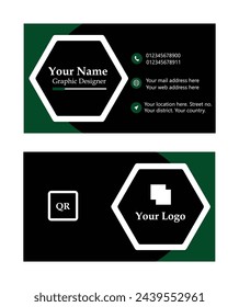 Elegant Dark Green And Black Corporate Business Card Design