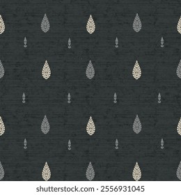 Elegant Dark Grey Textile Design with Repeating Leaf Motifs