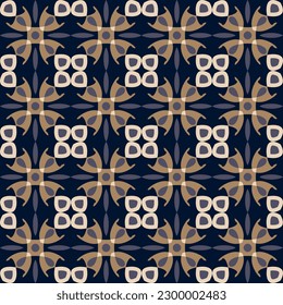 Elegant dark lattice art seamless pattern. Overlapping art forms, stripes, polygons, segments are grouped and arranged in a certain order. Vector. 
