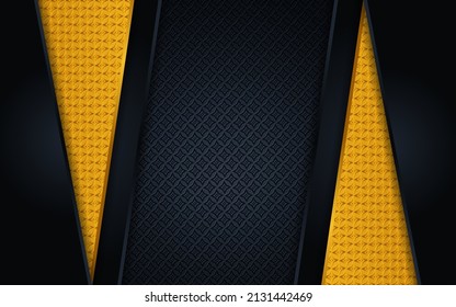 Elegant Dark luxury background. Dark leather with gold texture metal details. Modern vector design template.