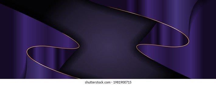 Elegant Dark Navy and Gradient Purple and Golden Lines Element.