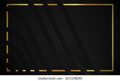 Elegant dark paper shape background a combination with golden line decoration. Luxury premium concept vector design can use element certificate, voucher, gift card, invitation, business card