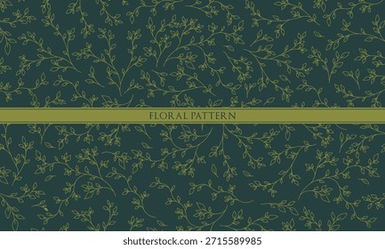Elegant dark teal seamless pattern featuring golden line art leaves. Perfect for luxury packaging, premium branding, and sophisticated textile prints.
