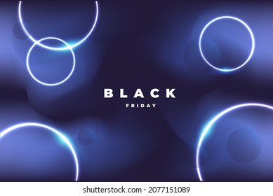 Elegante cartel vectorial oscuro con círculos brillantes plateados en el fondo de los colores azul y negro borrosos