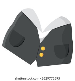 Elegant Dark Vest Design Yellow Buttons. Vector illustration