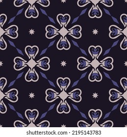 Elegant dark vintage seamless pattern. Overlapping art forms, stripes, polygons, segments are grouped and arranged in a certain order. Vector. 