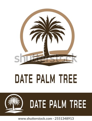 Elegant date palm tree logo design in monochrome, symbolizing tropical nature and calm