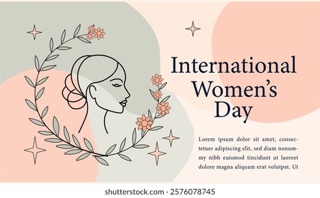 Elegant Women’s Day design featuring a minimalist female profile with floral accents. Perfect for celebrating empowerment, feminism, and events, or creating impactful social media posts and promotions