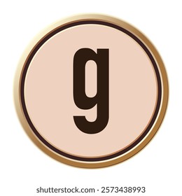 Elegant Valentine’s Day Letter g in Gold-Toned Circle Design