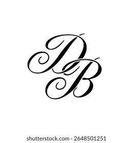 Elegante DB Monograma Logo em Preto Script - Luxo Caligrafia Design Inicial no Fundo Branco