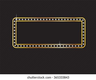 Elegant deco style frame with rounded corners, made from glowing diamonds set in a two-layer gold channel setting, isolated on black background. Vector EPS-10 file, transparency used. 